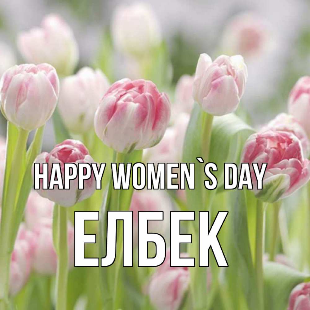 Greetings card с именем, Елбек happy women`s day цветы Greetings with text for free download 
